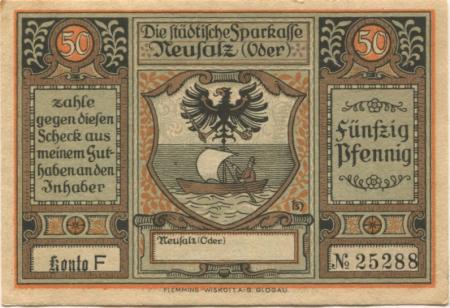 Neusalz (heute: PL-Nowa Sól) - Städtische Sparkasse - -- - 50 Pfennig 