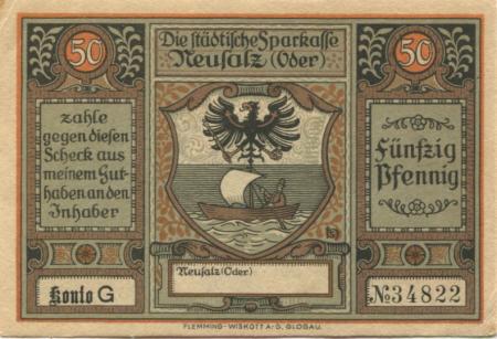 Neusalz (heute: PL-Nowa Sól) - Städtische Sparkasse - -- - 50 Pfennig 