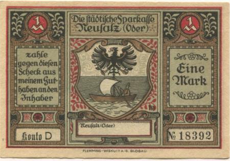Neusalz (heute: PL-Nowa Sól) - Städtische Sparkasse - -- - 1 Mark 
