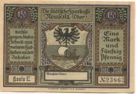 Neusalz (heute: PL-Nowa Sól) - Städtische Sparkasse - -- - 1.50 Mark 