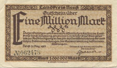 Neuß - Kreis - 31.8.1923 - 1 Million Mark 