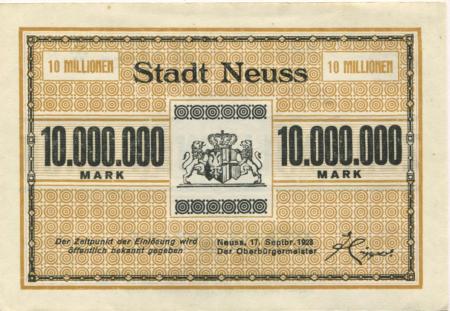 Neuß - Stadt - 17.9.1923 - 10 Millionen Mark 