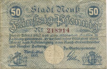 Neuß - Stadt - 1.5.1917 - 50 Pfennig 