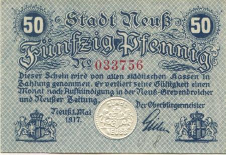 Neuß - Stadt - 1.5.1917 - 50 Pfennig 