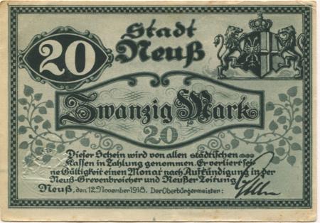 Neuß - Stadt - 12.11.1918 - 20 Mark 