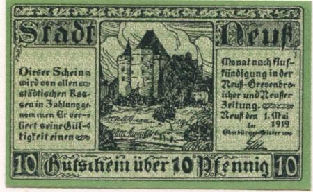 Neuß - Stadt - 1.5.1919 - 10 Pfennig 