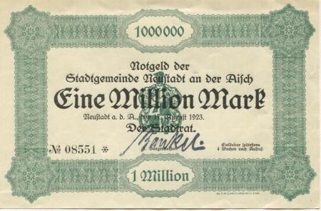 Neustadt (Plz 91413) - Stadt - 17.8.1923 - 1 Million Mark 