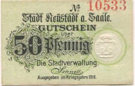Neustadt (Plz 97616) - Stadt - 1918 - 50 Pfennig 