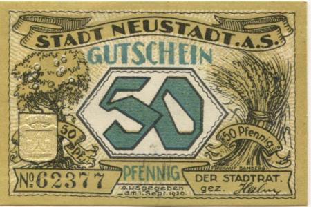 Neustadt (Plz 97616) - Stadt - 1.9.1920 - 50 Pfennig 