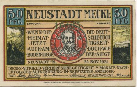 Neustadt(-Glewe) - Stadt - 24.11.1921 - 50 Pfennig 