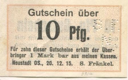 Neustadt (heute: PL-Prudnik) - Fränkel, Samuel, OHG, Leinenfabrik - 20.12.1915 - 10 Pfennig 