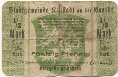 Neustadt - Stadt - 20.10.1918 - 1.2.1919 - 1/2 Mark 