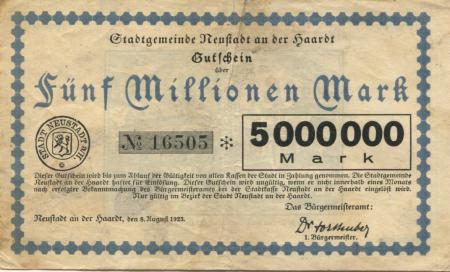 Neustadt - Stadt - 8.8.1923 - 5 Millionen Mark 
