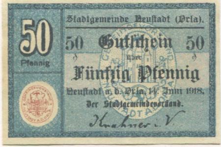 Neustadt - Stadt - 14.6.1918 - 1.12.1920 - 50 Pfennig 