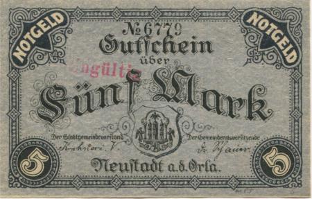 Neustadt - Stadt - 16.11.1918 - 5 Mark 