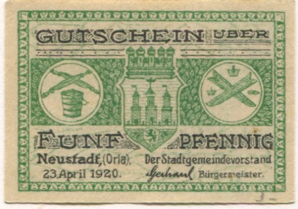 Neustadt - Stadt - 23.4.1920 - 5 Pfennig 
