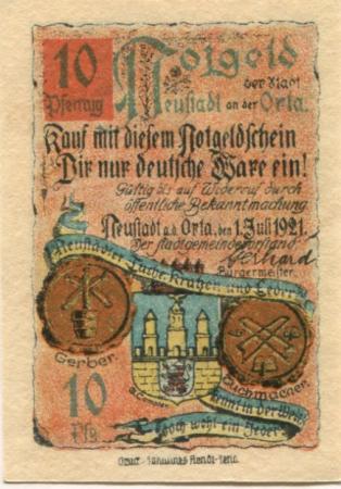 Neustadt - Stadt - 1.7.1921 - 10 Pfennig 