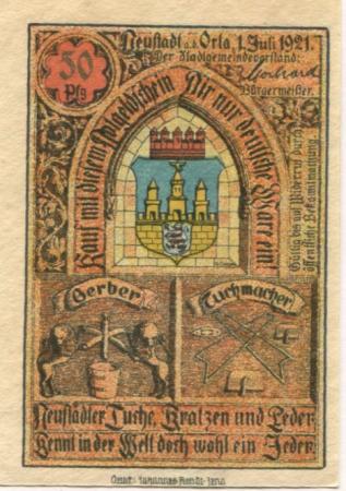 Neustadt - Stadt - 1.7.1921 - 50 Pfennig 