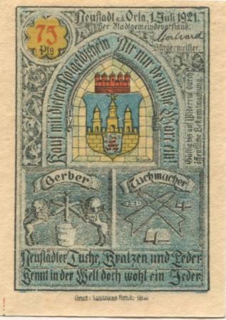 Neustadt - Stadt - 1.7.1921 - 75 Pfennig 
