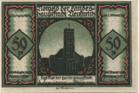 Neustrelitz - Stadt - 1.10.1921 - 50 Pfennig 