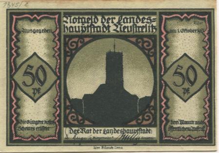 Neustrelitz - Stadt - 1.10.1921 - 50 Pfennig 