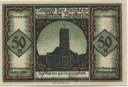 Neustrelitz - Stadt - 1.10.1921 - 50 Pfennig 