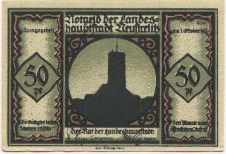 Neustrelitz - Stadt - 1.10.1921 - 50 Pfennig 
