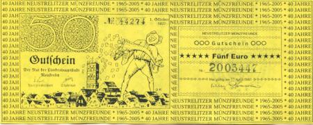 Neustrelitz - Deutsche Numismatische Gesellschaft eV, Neustrelitzer Münzfreunde - 27.4.2005 - 5 Euro 