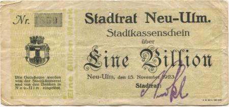 Neu-Ulm - Stadt - 15.11.1923 - 1 Billion Mark 