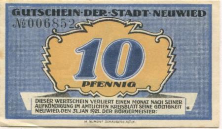 Neuwied - Stadt - 1.1.1921 - 10 Pfennig 