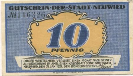 Neuwied - Stadt - 1.1.1921 - 10 Pfennig 