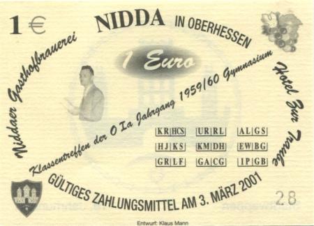 Nidda - Gasthofbrauerei und Hotel zur Traube - 3.3.2001 - 1 Euro 