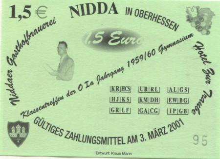 Nidda - Gasthofbrauerei und Hotel zur Traube - 3.3.2001 - 1.50 Euro 