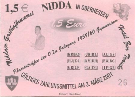 Nidda - Gasthofbrauerei und Hotel zur Traube - 3.3.2001 - 1.50 Euro 