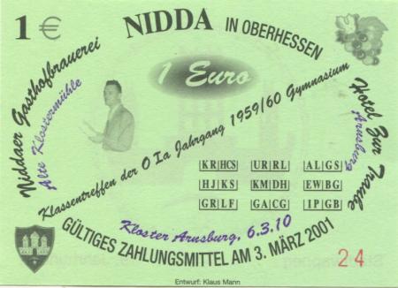 Nidda - Gasthofbrauerei und Hotel zur Traube - 6.3.2010 - 1 Euro 