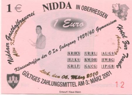 Nidda - Gasthofbrauerei und Hotel zur Traube - 6.3.2010 - 1 Euro 