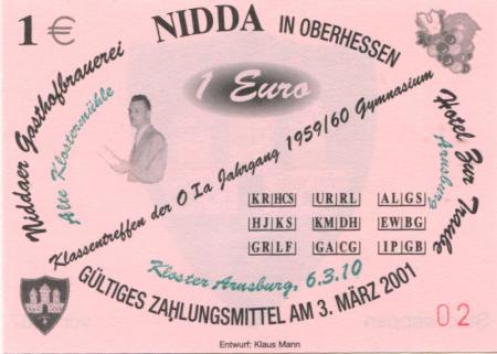 Nidda - Gasthofbrauerei und Hotel zur Traube - 6.3.2010 - 1 Euro 
