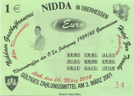 Nidda - Gasthofbrauerei und Hotel zur Traube - 6.3.2010 - 1 Euro 