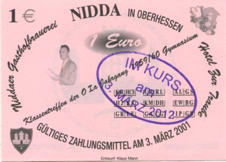 Nidda - Gasthofbrauerei und Hotel zur Traube - 3.3.2012 - 1 Euro 