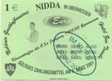 Nidda - Gasthofbrauerei und Hotel zur Traube - 3.3.2012 - 1 Euro 