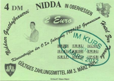 Nidda - Gasthofbrauerei und Hotel zur Traube - 3.3.2012 - 2 Euro 