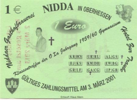 Nidda - Gasthofbrauerei und Hotel zur Traube - 2.3.2013 - 1 Euro 