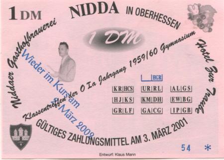 Nidda - Gasthofbrauerei und Hotel zur Traube - 2.3.2002 - 1 DM 