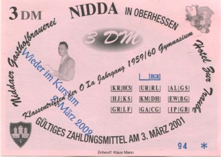 Nidda - Gasthofbrauerei und Hotel zur Traube - 2.3.2002 - 3 DM 