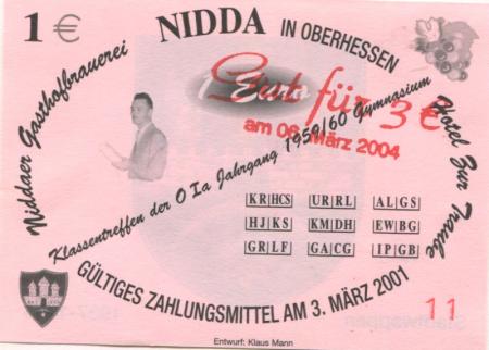 Nidda - Gasthofbrauerei und Hotel zur Traube - 6.3.2004 - 3 Euro 