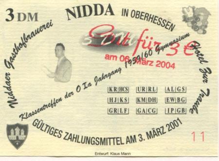 Nidda - Gasthofbrauerei und Hotel zur Traube - 6.3.2004 - 3 Euro 