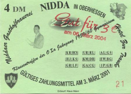 Nidda - Gasthofbrauerei und Hotel zur Traube - 6.3.2004 - 3 Euro 