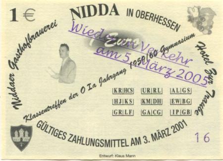 Nidda - Gasthofbrauerei und Hotel zur Traube - 5.3.2005 - 1 Euro 