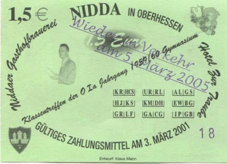 Nidda - Gasthofbrauerei und Hotel zur Traube - 5.3.2005 - 1.50 Euro 
