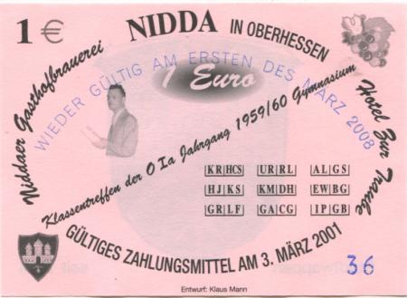Nidda - Gasthofbrauerei und Hotel zur Traube - 1.3.2008 - 1 Euro 